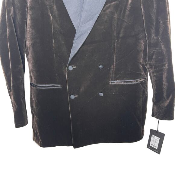 New BLK DNM brown velvet with black satin lapels blazer tuxedo jacket 48 - Picture 5 of 8